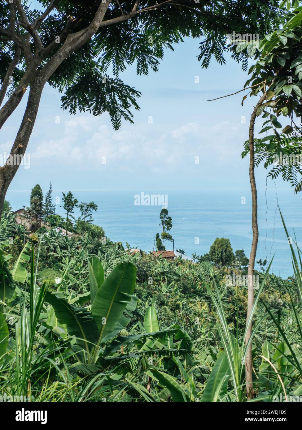 Gisenyi, una città sulla riva nord del lago Kivu in Ruanda, Africa orientale Foto Stock