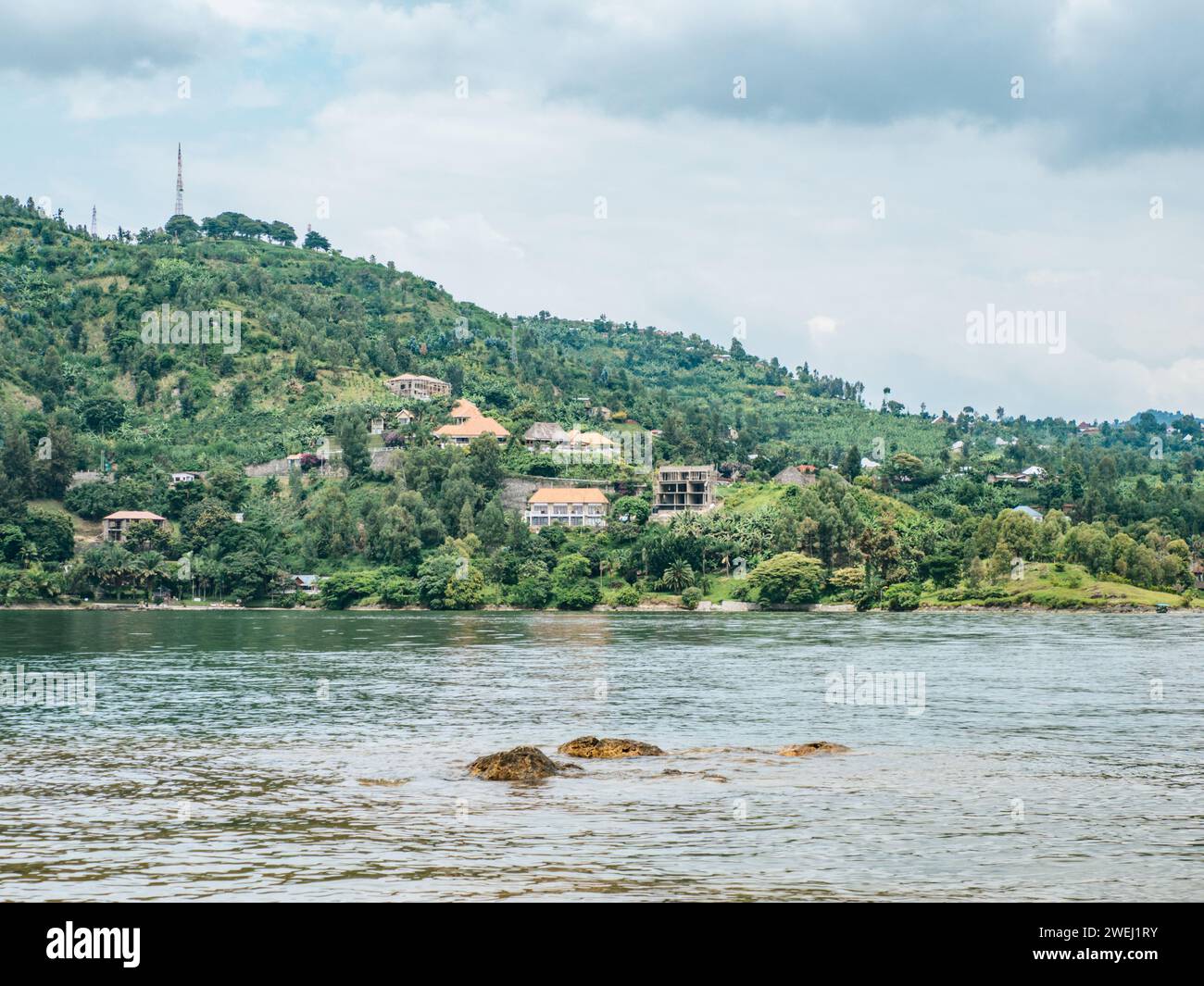 Gisenyi, una città sulla riva nord del lago Kivu in Ruanda, Africa orientale Foto Stock