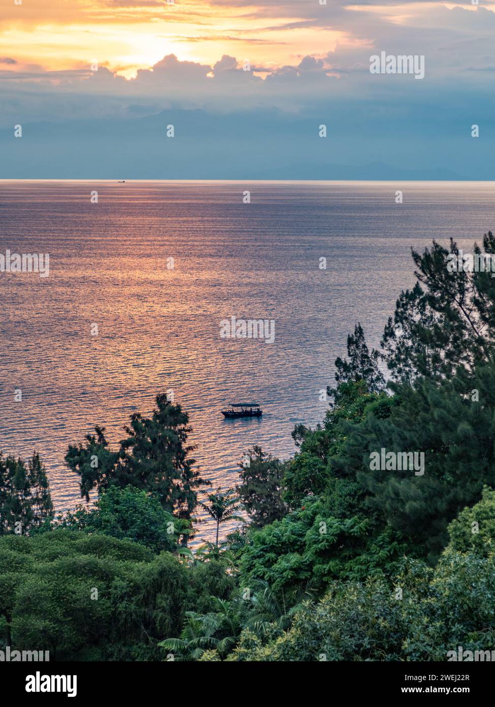 Gisenyi, una città sulla riva nord del lago Kivu in Ruanda, Africa orientale Foto Stock