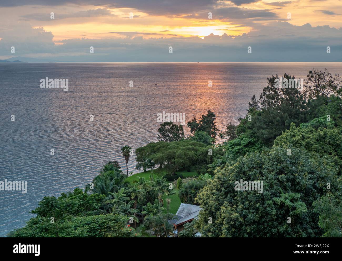 Gisenyi, una città sulla riva nord del lago Kivu in Ruanda, Africa orientale Foto Stock