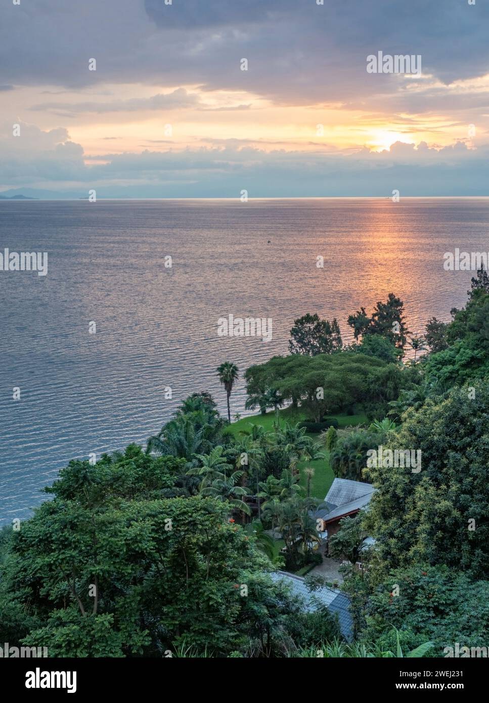 Gisenyi, una città sulla riva nord del lago Kivu in Ruanda, Africa orientale Foto Stock