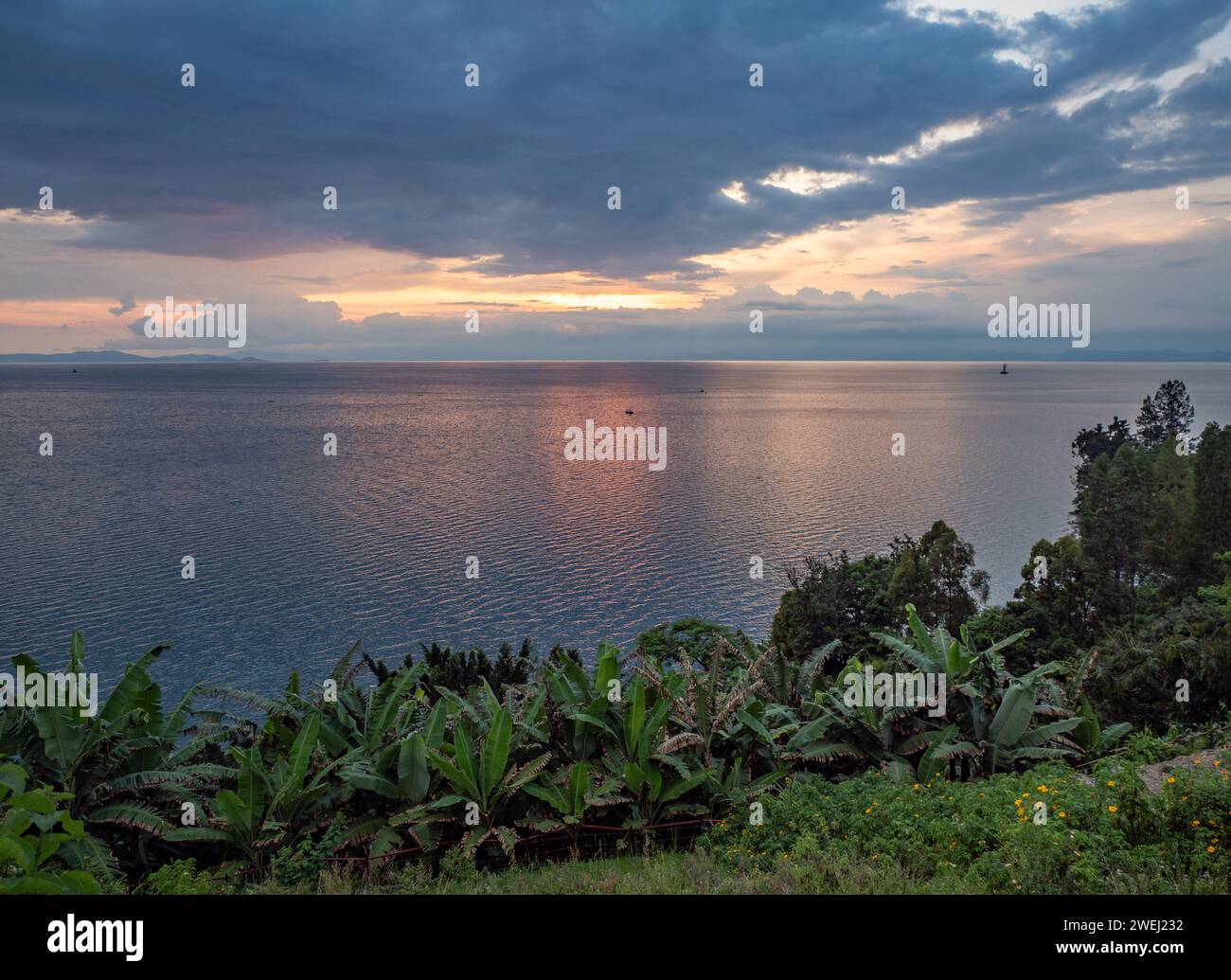 Gisenyi, una città sulla riva nord del lago Kivu in Ruanda, Africa orientale Foto Stock