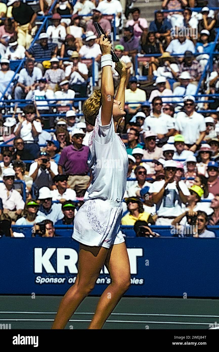 Monica Seles (USA) partecipa agli US Open Tennis 1991. Foto Stock