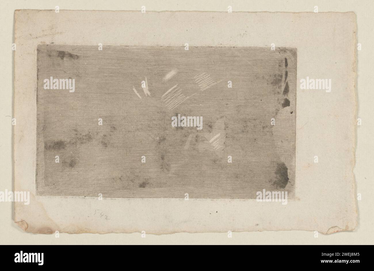 Test di tecnologia grafica, Cornelis Ploos van Amstel, 1736 - 1798 gusto di stampa per macinare nuovamente una lastra di rame colorato. In questo caso potrebbe essere stato utilizzato un ferro per lucidatura. La rivista è sciolta sul retro di un album. incisione della carta Foto Stock