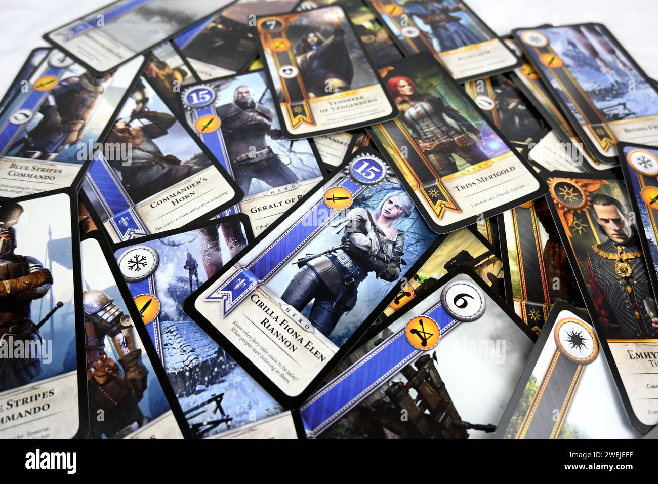 The Witcher, Gwent card game setup – Galles, Regno Unito – 25 gennaio 2024 Foto Stock