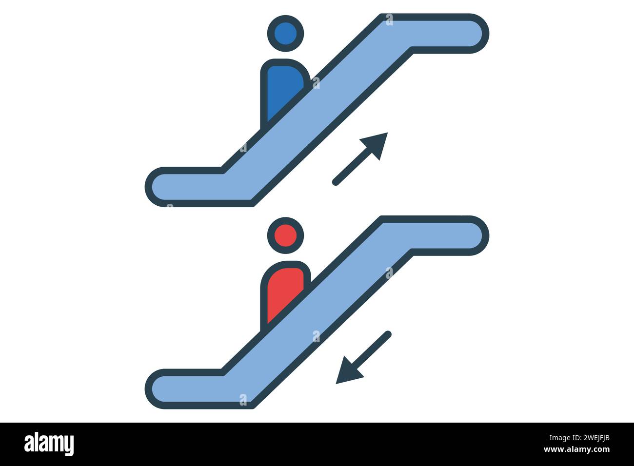 icona della scala mobile. icona relativa alla navigazione interna negli spazi pubblici. stile icona linea piatta. illustrazione dell'elemento Illustrazione Vettoriale