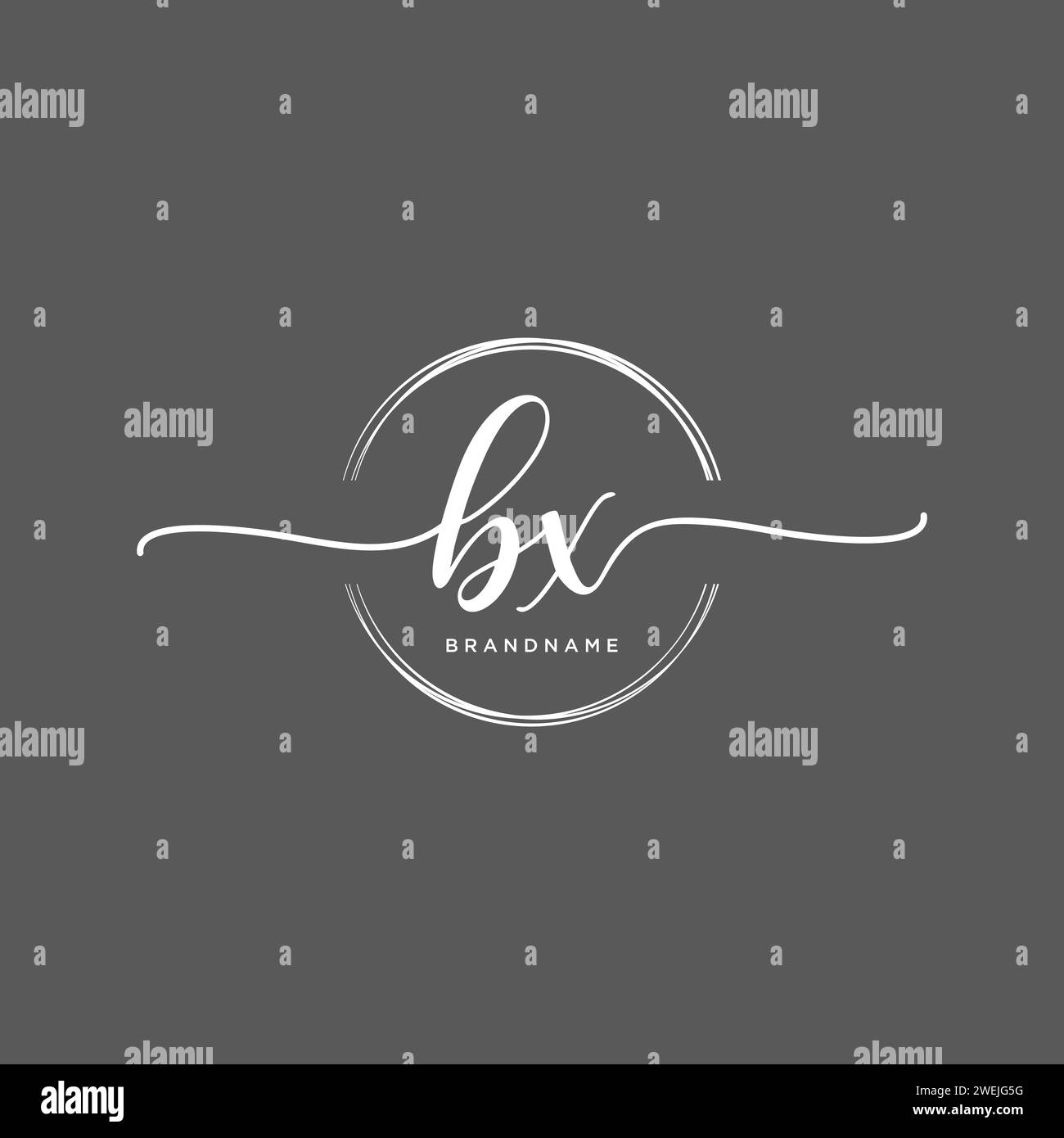 Logo BX iniziale calligrafia con cerchio Illustrazione Vettoriale