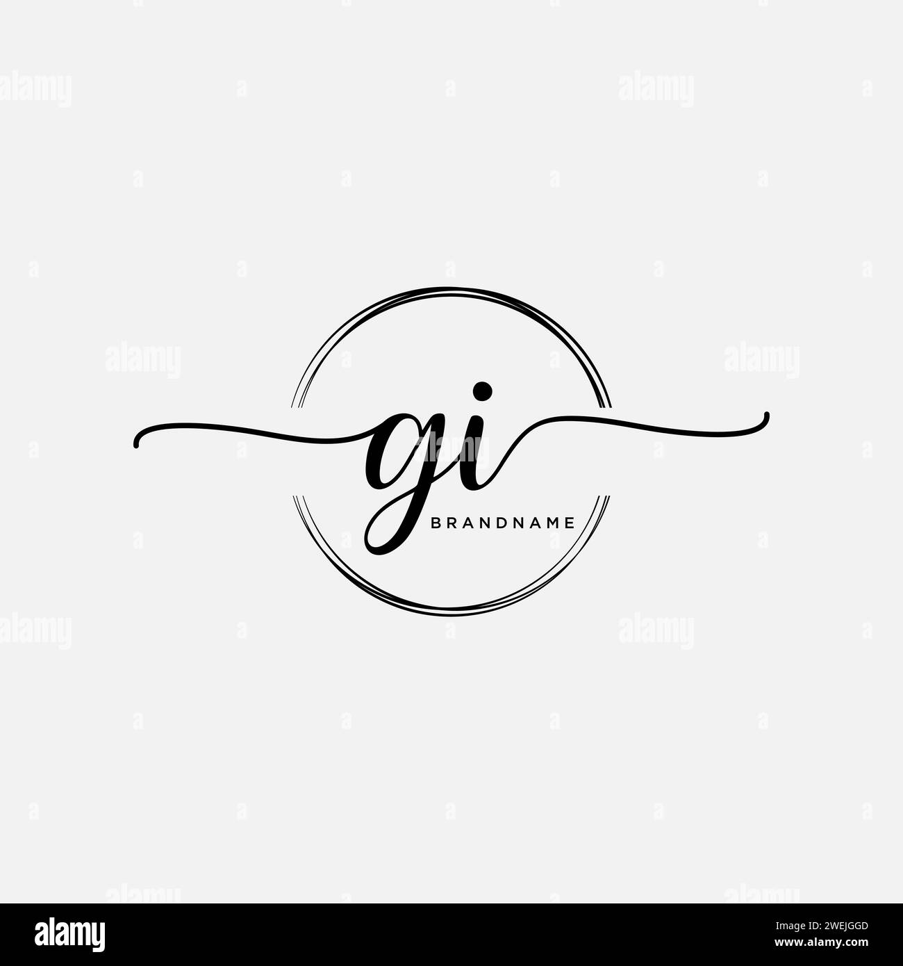 Logo grafia iniziale gi con cerchio Illustrazione Vettoriale