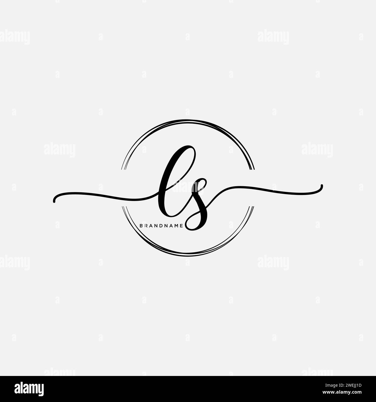 Logo della calligrafia iniziale LS con cerchio Illustrazione Vettoriale