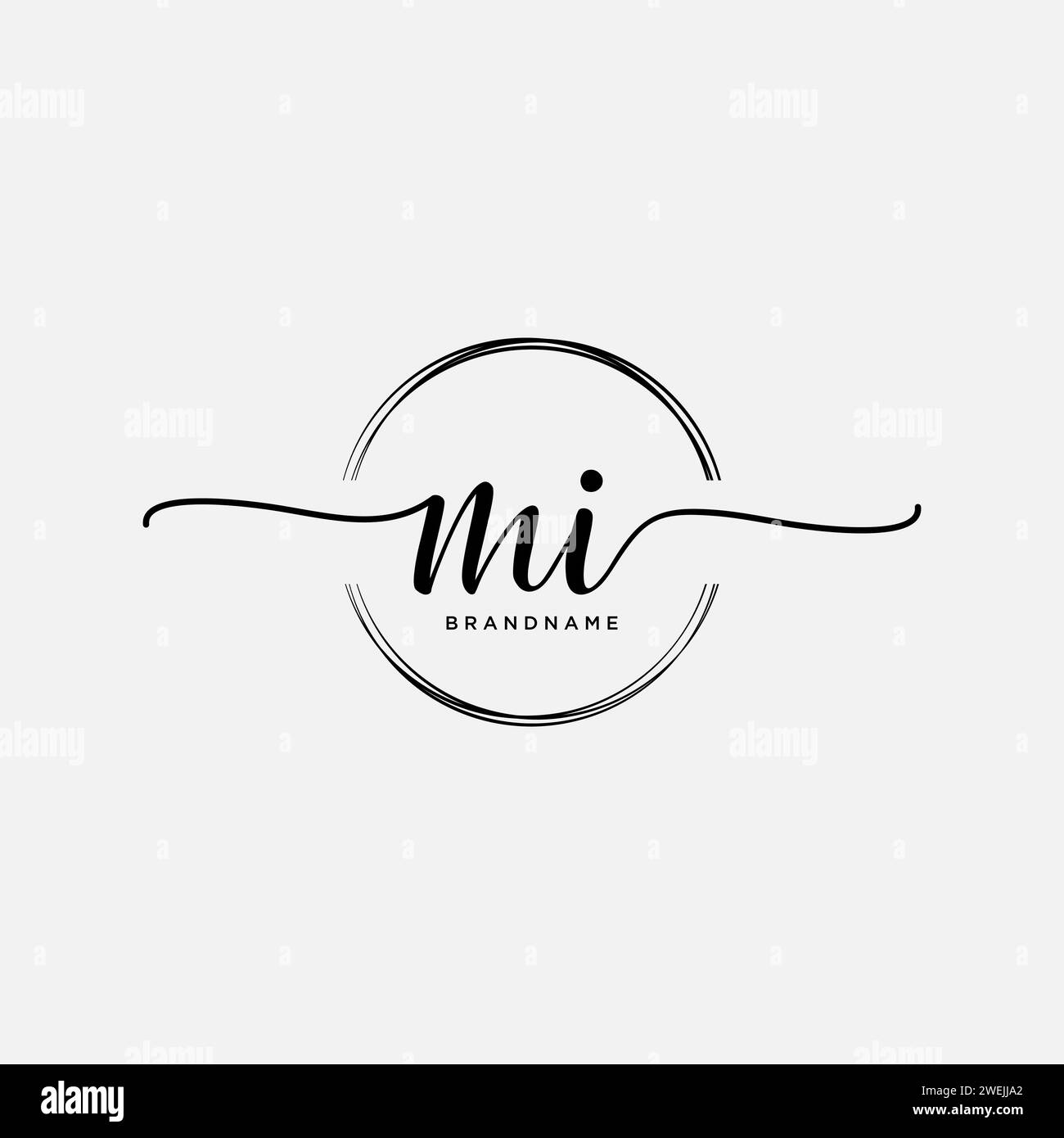 Logo iniziale DELLA grafia MI con cerchio Illustrazione Vettoriale