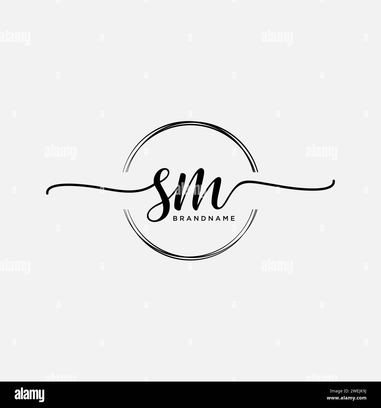 Logo di scrittura iniziale SM con cerchio Illustrazione Vettoriale