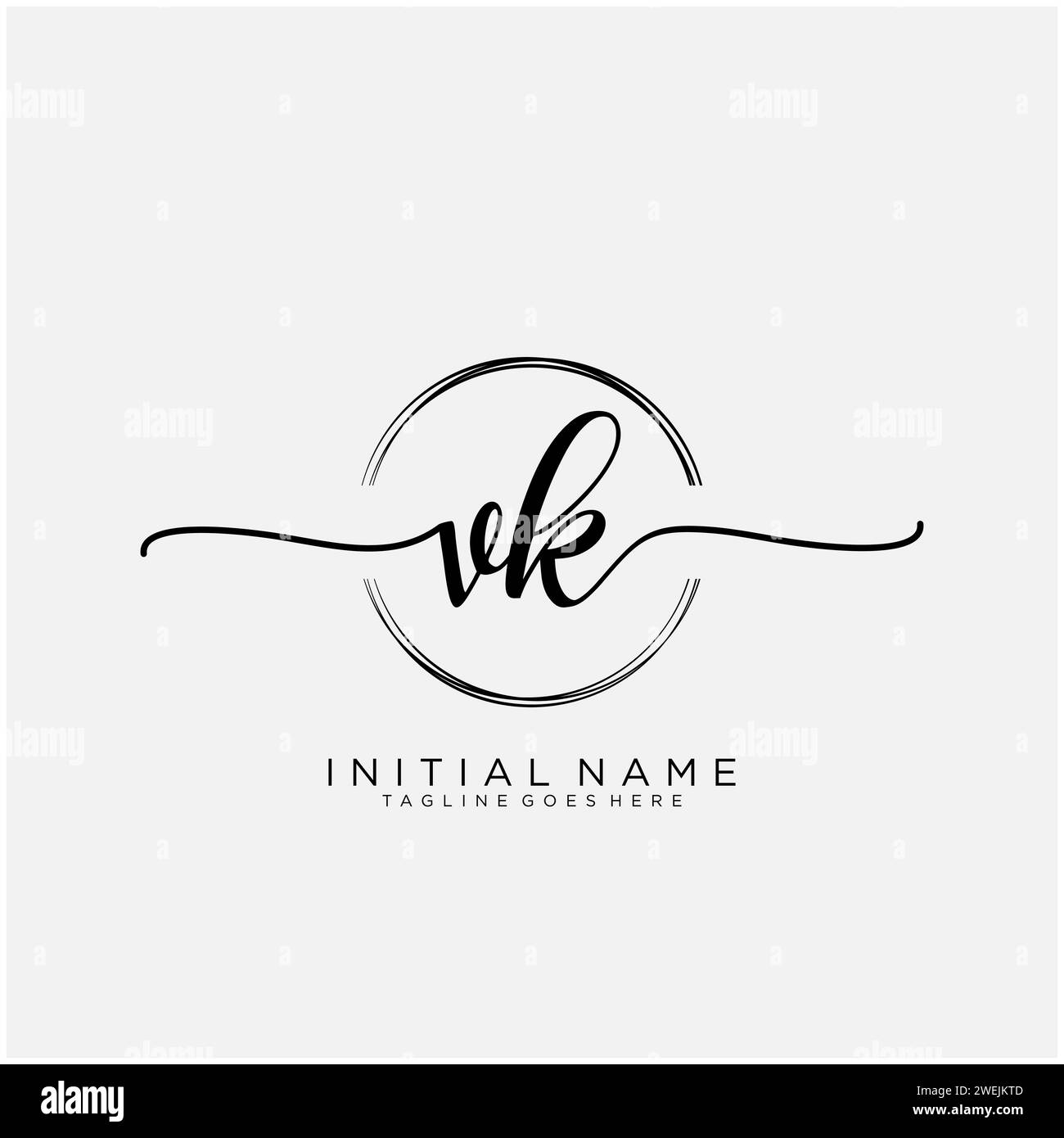 Logo VK iniziale con cerchio Illustrazione Vettoriale
