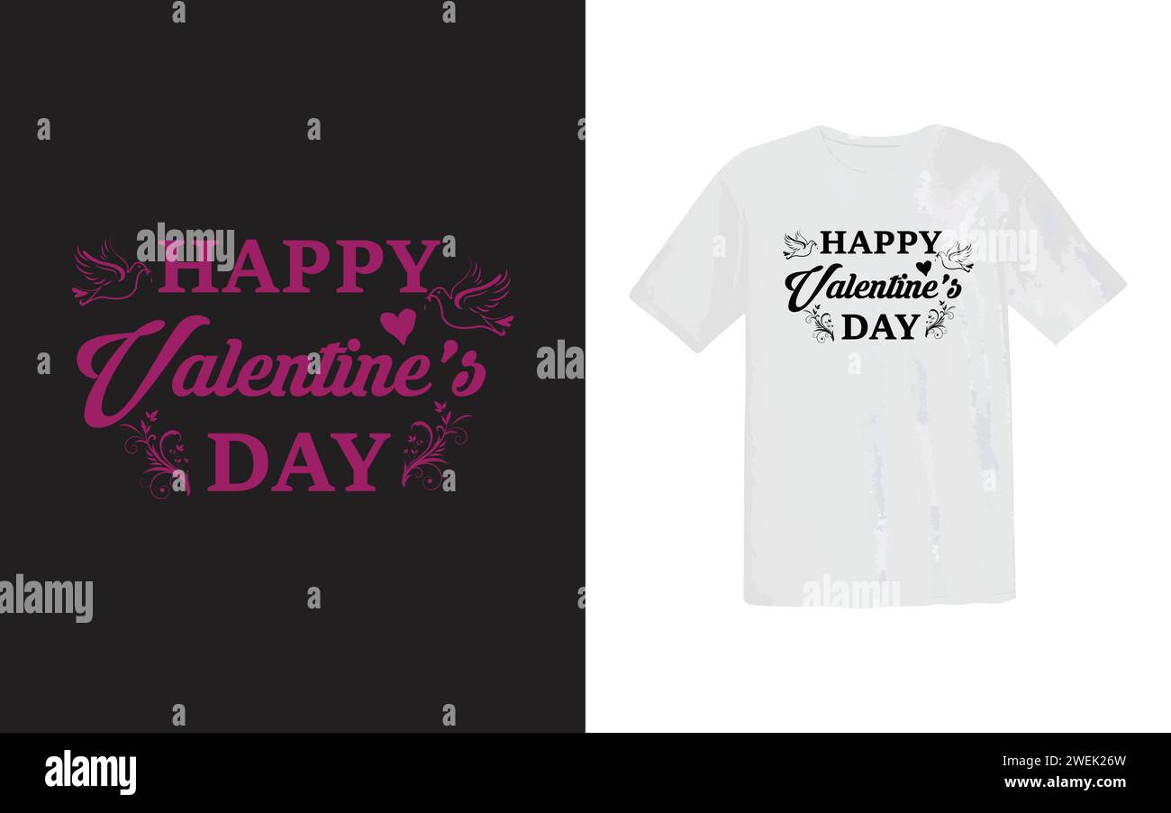 T-shirt di San Valentino. Nuovo design creativo. Modello di maglietta tipografica trendy. progettazione su richiesta con stampa vettoriale. la maglietta più venduta. Illustrazione Vettoriale