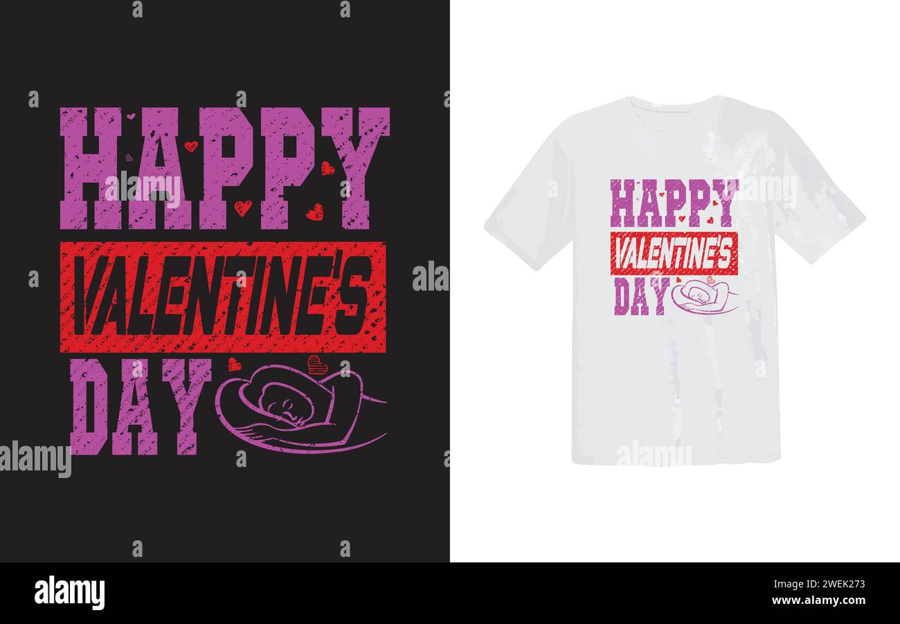 T-shirt di San Valentino. Nuovo design creativo. Modello di maglietta tipografica trendy. progettazione su richiesta con stampa vettoriale. la maglietta più venduta. Illustrazione Vettoriale