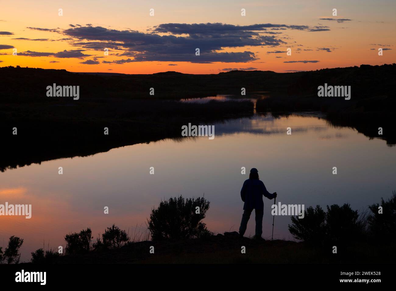 Lyle Lago Tramonto, colare unità dei laghi - Columbia Basin Area faunistica, Washington Foto Stock