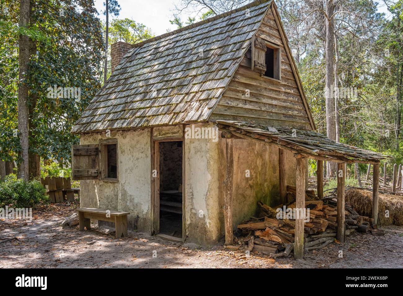 Colonial Life area della Wormsloe Plantation, sito storico statale della Georgia, a Savannah, Georgia. (USA) Foto Stock