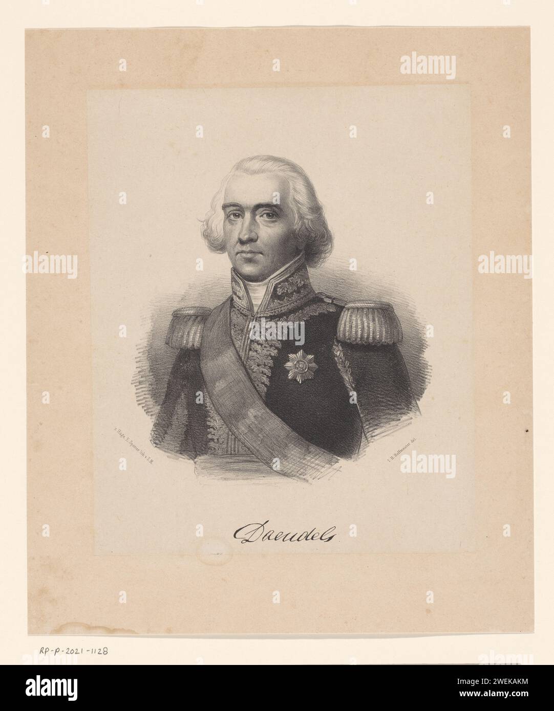 PortraT van Herman Willem Daendels, Johan Hendrik Hoffmeister, 1851 - 1863 carta stampata. persone storiche. uniformi (militari). governatore coloniale Foto Stock