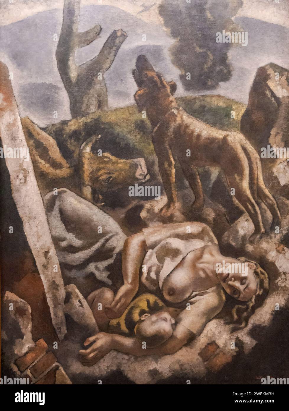 Aurelio Arteta, trittico di guerra. La parte posteriore, intorno al 1937-1938, olio su tela, Alava fine Arts Museum, Vitoria, Paesi Baschi, Spagna Foto Stock
