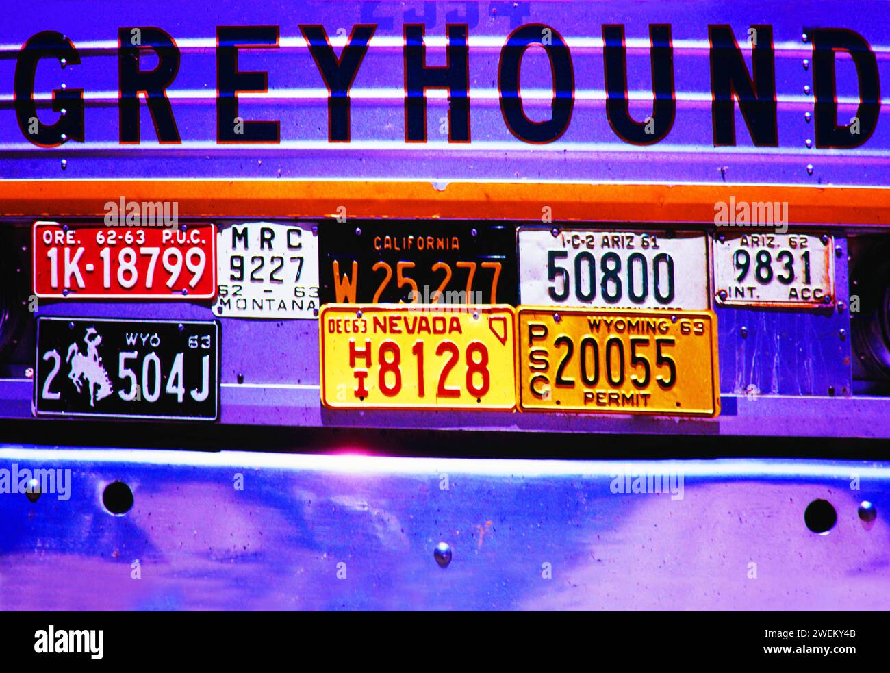 GREYHOUND Bus USA, 20240101, Aufnahme CA. 1964, Symbolbild, GREYHOUND Bus *** GREYHOUND Bus USA,20240101, foto CA 1964, immagine simbolica, GREYHOUND Bus Foto Stock