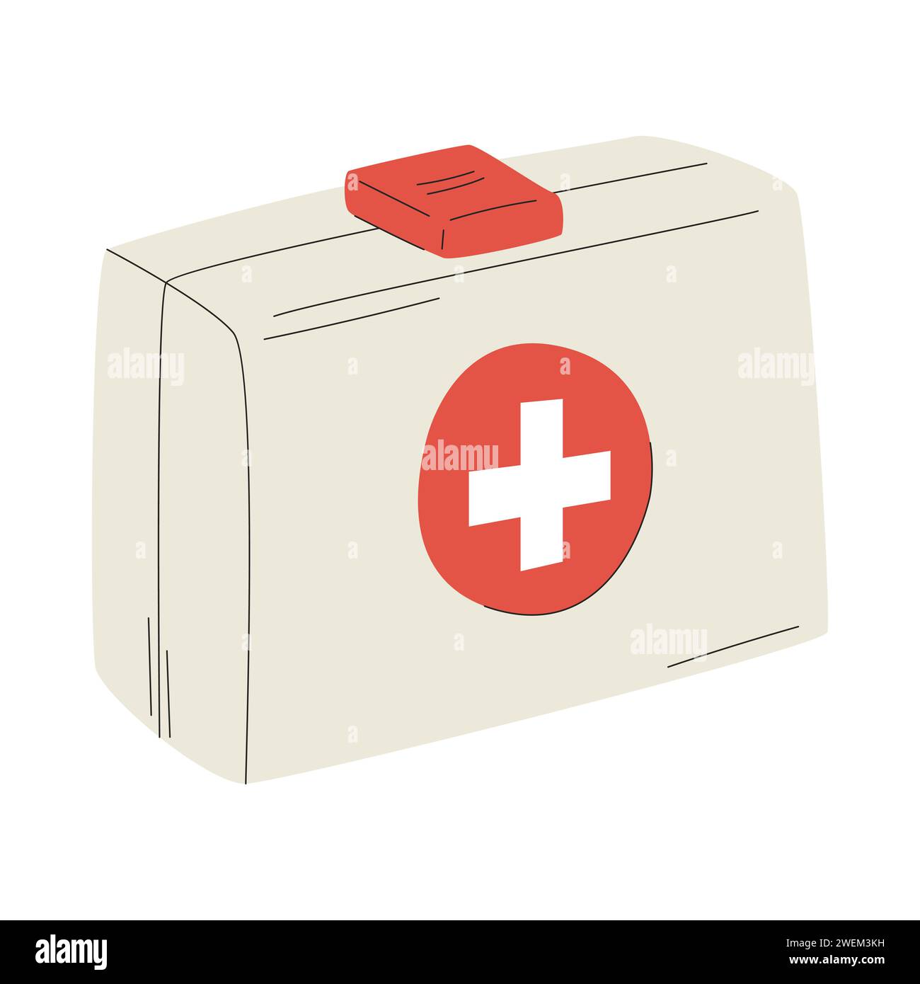 Kit di pronto soccorso. Un'illustrazione vettoriale piatta isolata su uno sfondo bianco Illustrazione Vettoriale