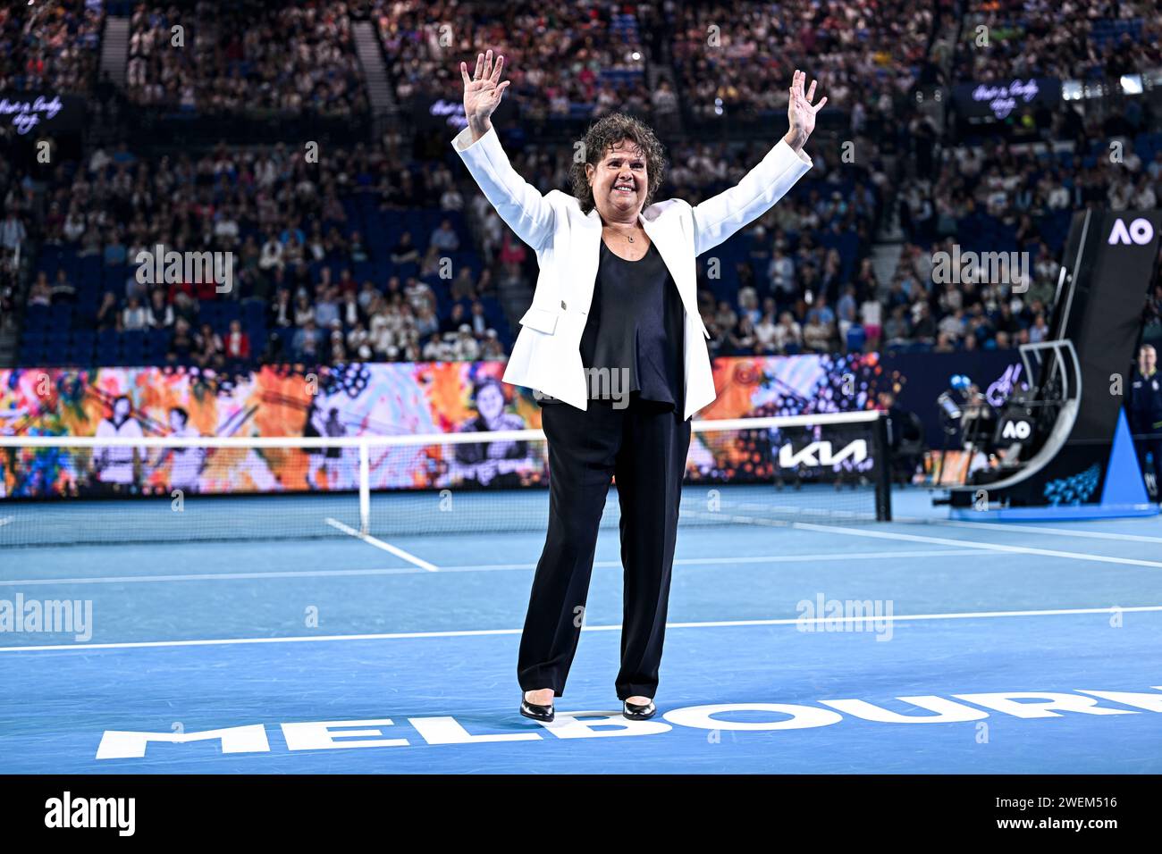 Melbourne, Australie. 25 gennaio 2024. Evonne Fay Goolagong Cawley durante l'Australian Open AO 2024 Grand Slam Tournament il 25 gennaio 2024 a Melbourne Park, Australia. Foto Victor Joly/DPPI Credit: DPPI Media/Alamy Live News Foto Stock