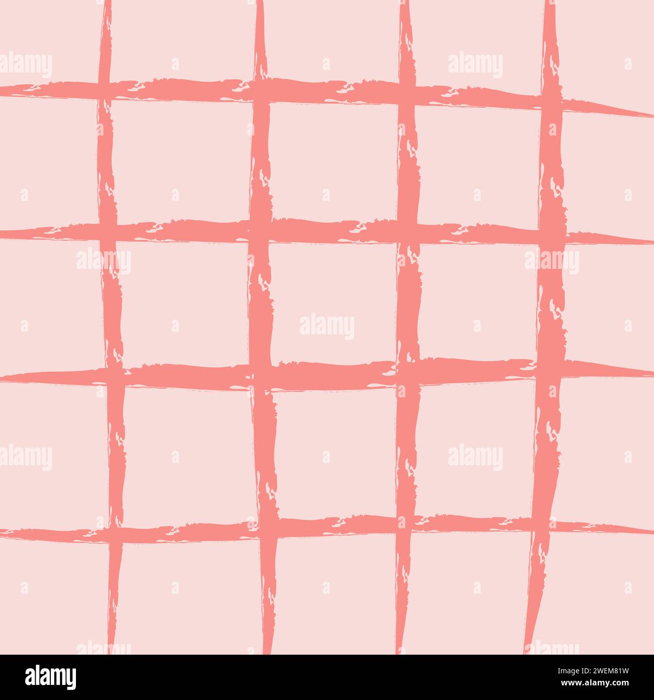 Schema geometrico irregolare disegnato a mano con griglia a mano libera. Esclusive forme e bordi di pennelli rosa, rosso, pallido, beige. Ele di design semplice grunge y2k Illustrazione Vettoriale