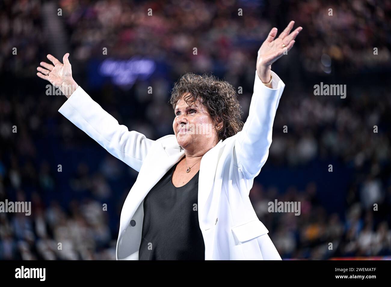 Parigi, Francia. 25 gennaio 2024. Evonne Fay Goolagong Cawley durante l'Australian Open AO 2024 Grand Slam Tournament il 25 gennaio 2024 a Melbourne Park, Australia. Crediti: Victor Joly/Alamy Live News Foto Stock