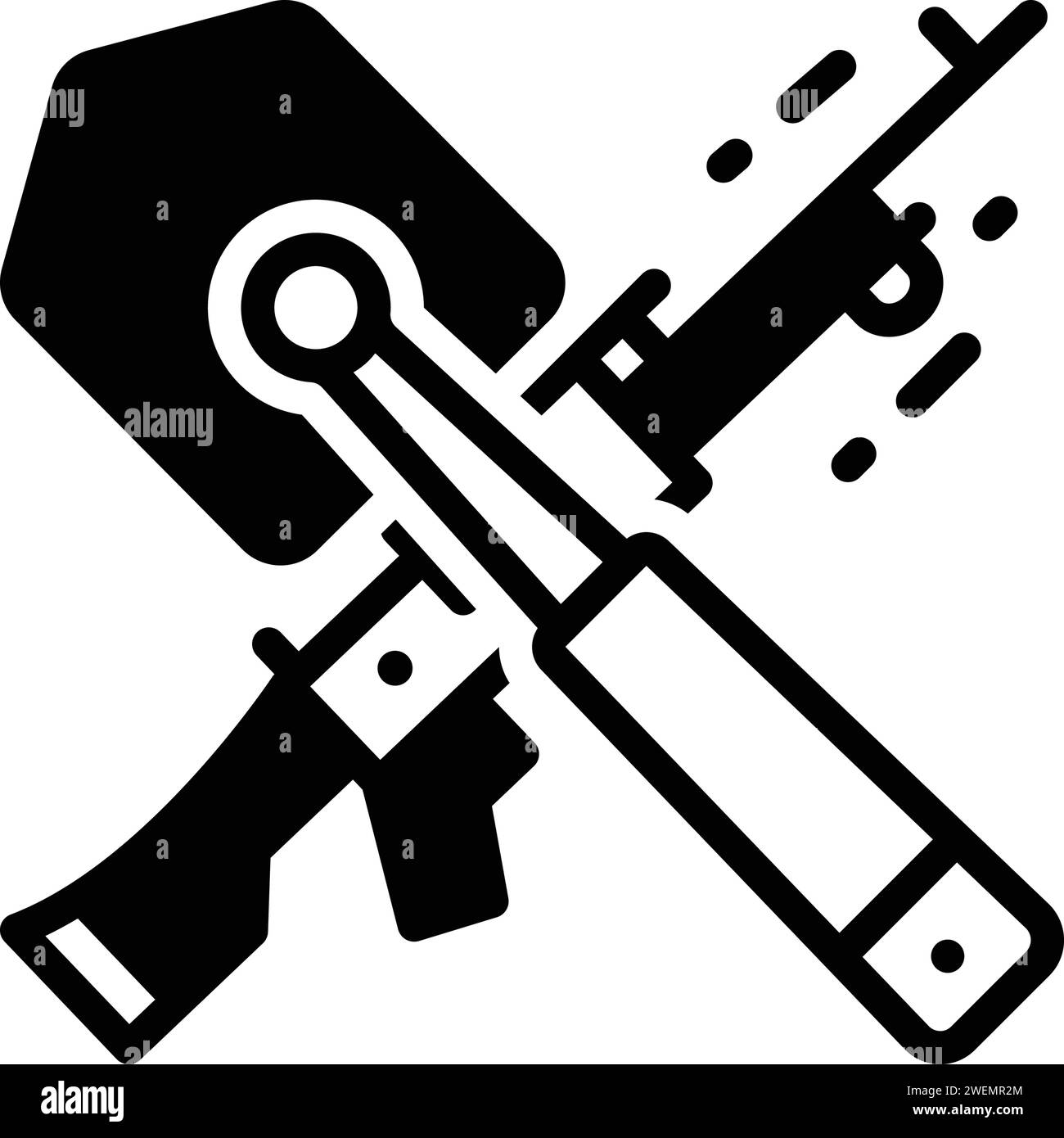 Icona per trincerare, strumento agricolo Illustrazione Vettoriale