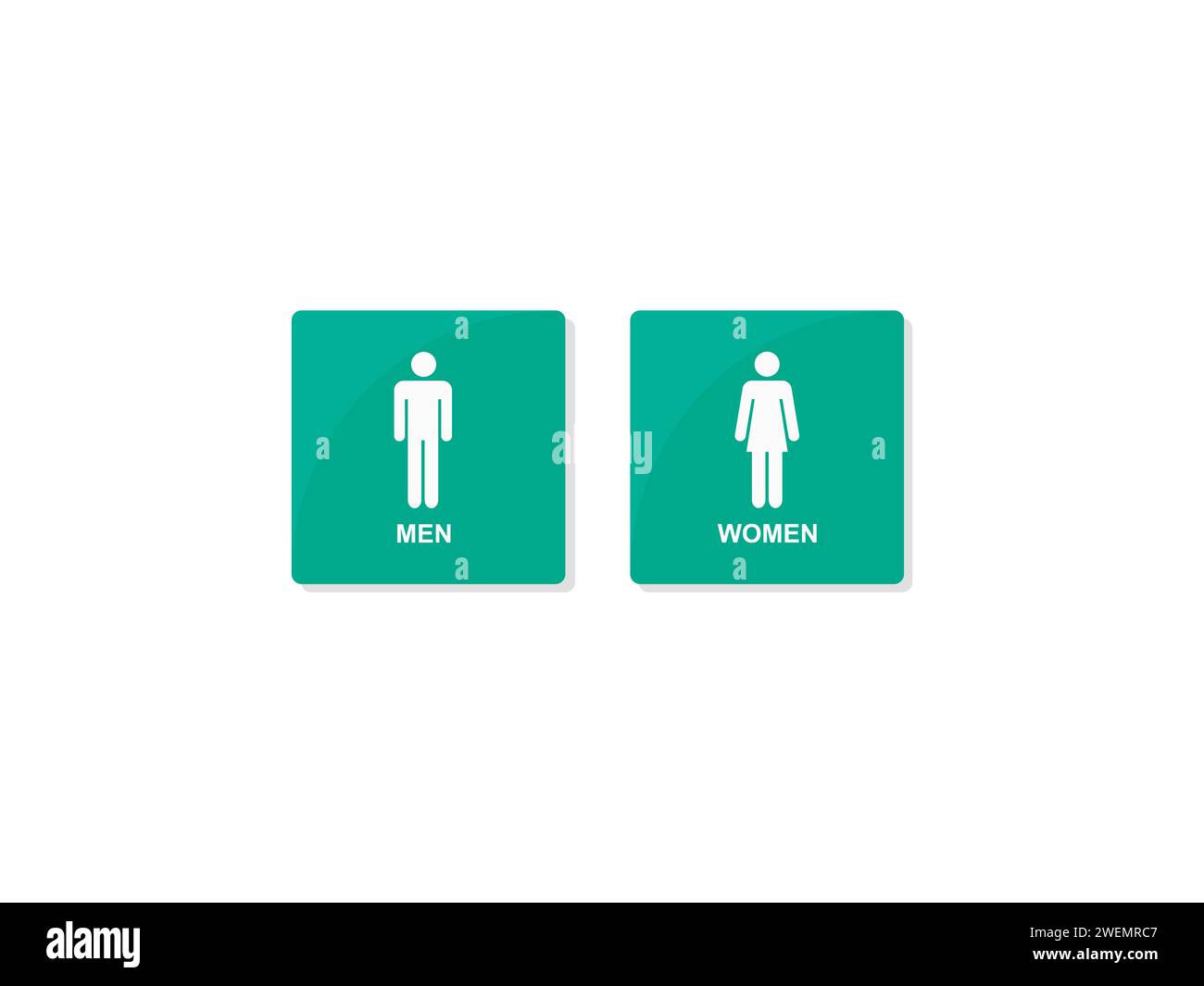 Icone di genere che rappresentano uomini e donne su sfondi color tè per i cartelli dei servizi igienici Foto Stock