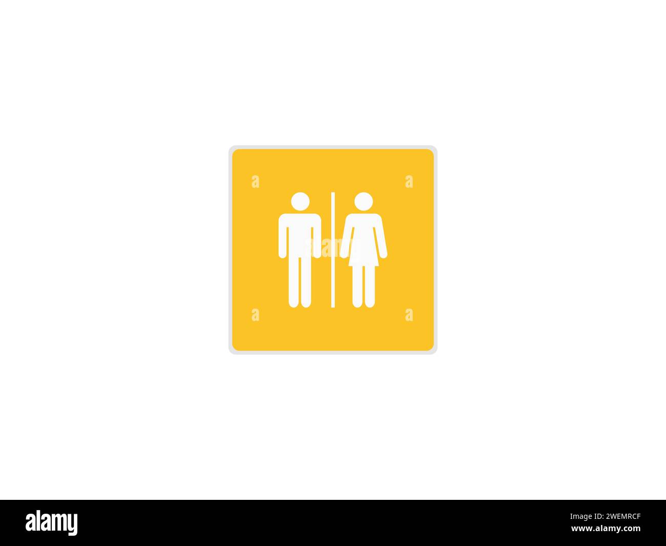 Un cartello unisex con simboli maschili e femminili su sfondo giallo Foto Stock