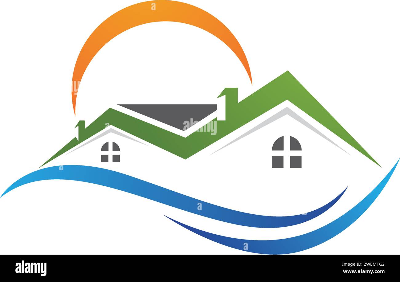 Immobiliare , proprietà e costruzione Logo design Illustrazione Vettoriale