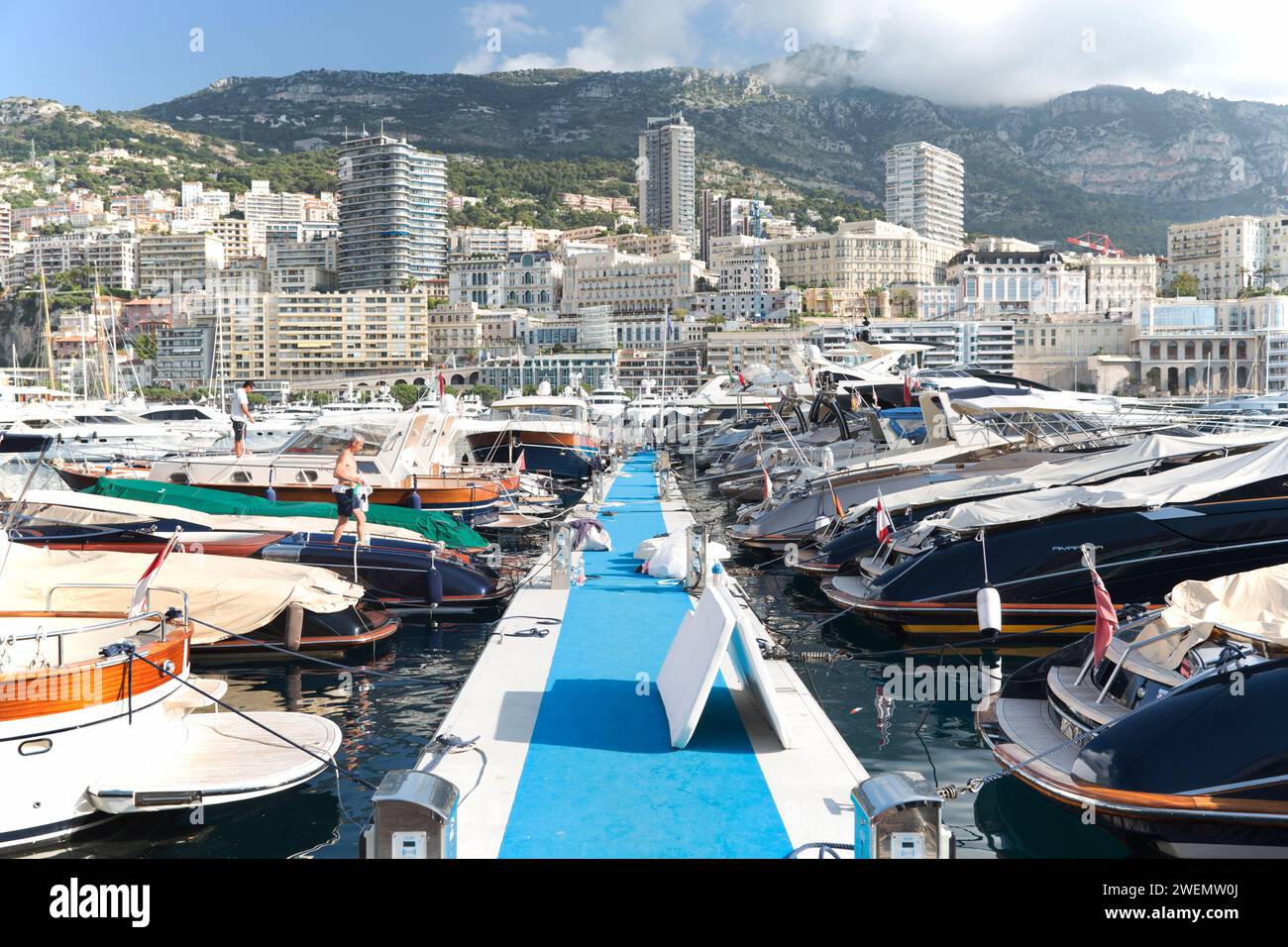 Il Principato di Monaco, vista su Monaco e il porto. Foto Stock