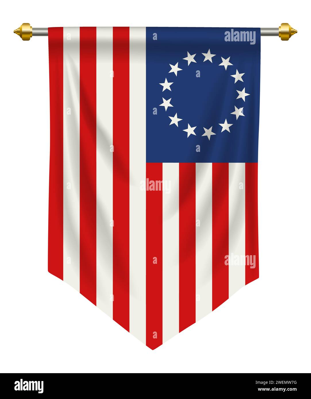 La bandiera di Betsy Ross è un disegno iniziale della bandiera degli Stati Uniti Illustrazione Vettoriale