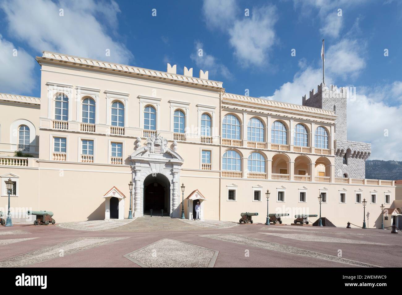 Il Principato di Monaco, il Palazzo del Principe a casa della famiglia Grimaldi fin dal 1297. La residenza ufficiale del Principe di Monaco. Foto Stock