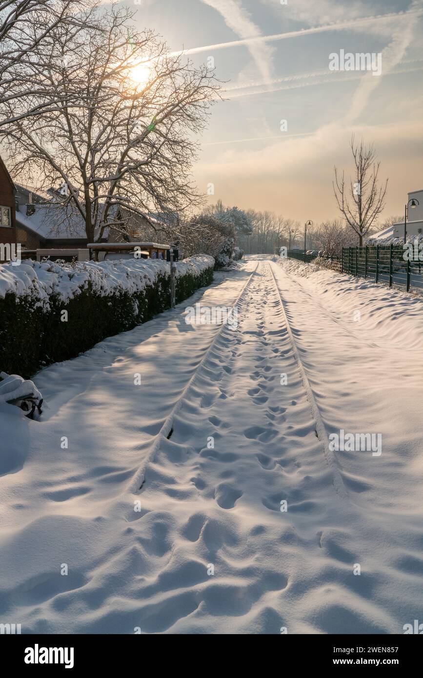 Bahnschiene im Schnee Foto Stock