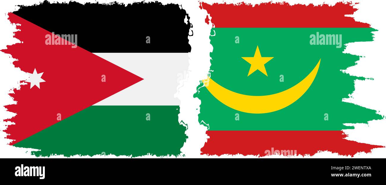 Mauritania e Jordan grunge flag connessione, vettore Illustrazione Vettoriale