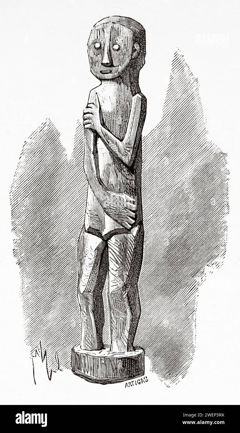 Tampatong Idol, Kalimantan. Isola del Borneo, Indonesia. Da Koutei a Banjarmasin, un viaggio nel Borneo di Carl Bock (1849 - 1932) Foto Stock