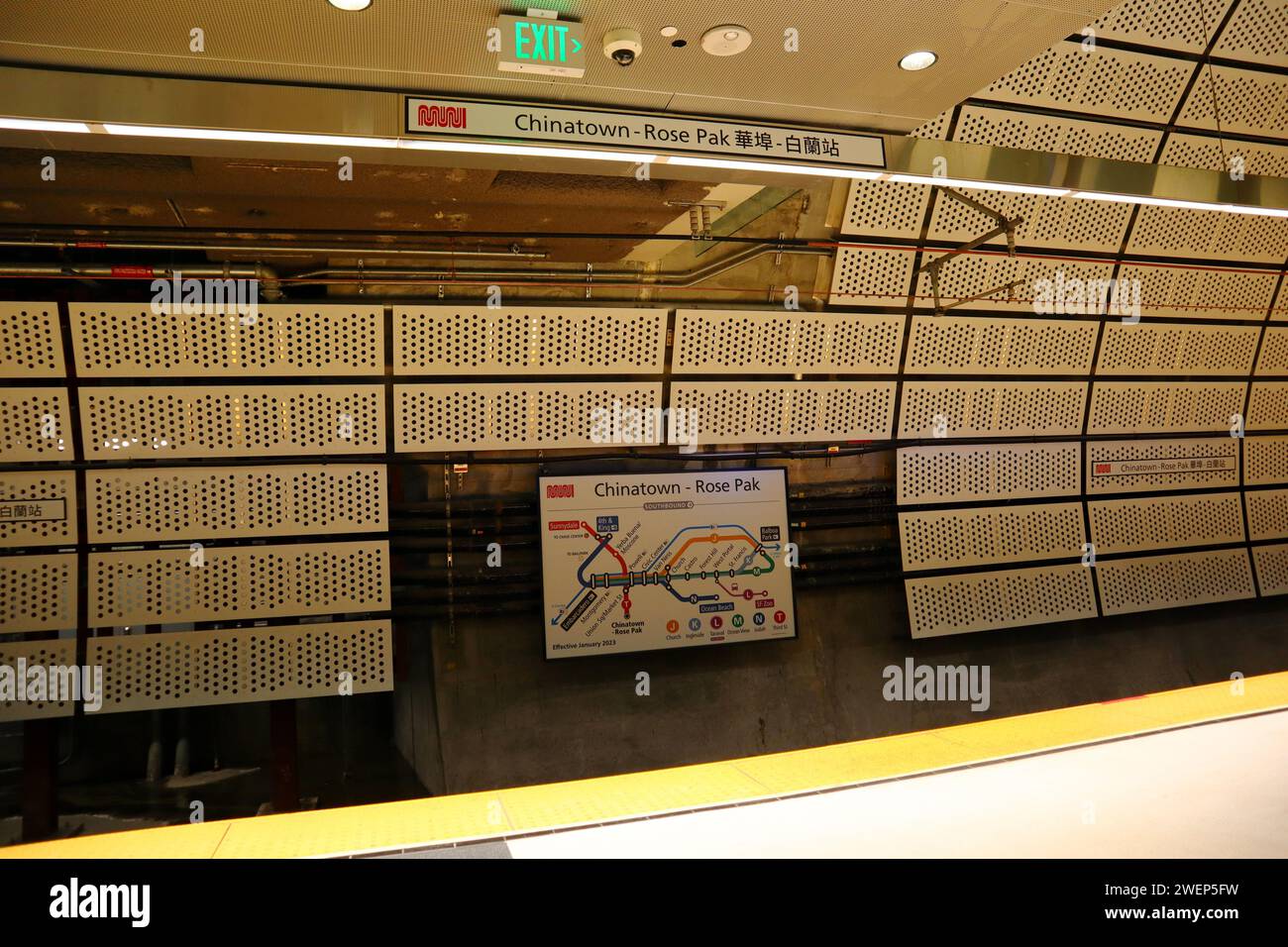 San Francisco, California: Stazione della metropolitana leggera SFMTA MUNI Chinatown-Rose Pak Foto Stock