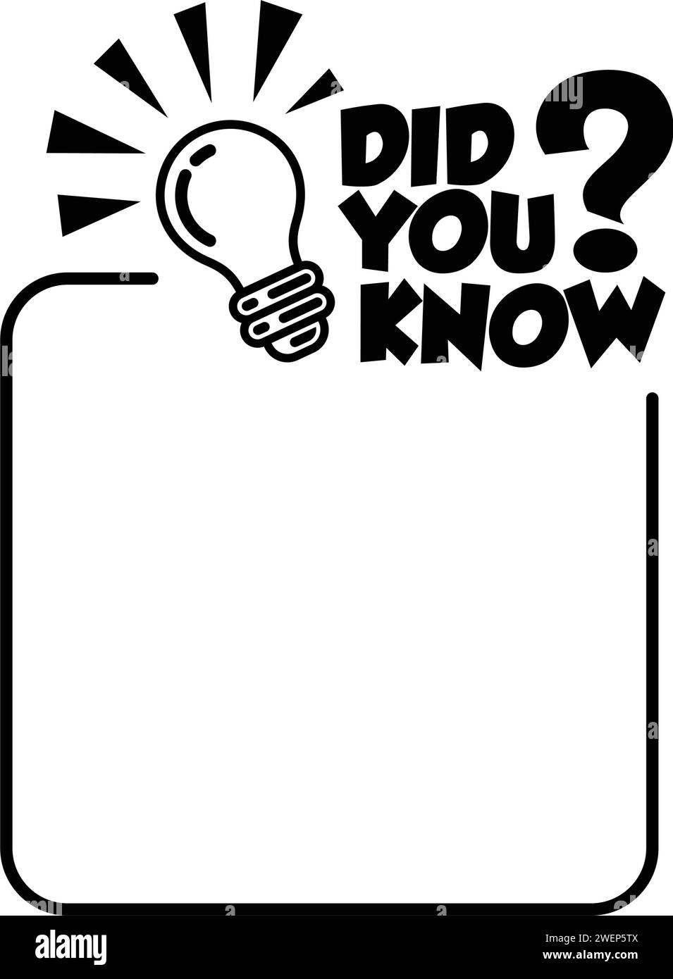 Fumetto divertente per copiare il testo. Sapevate che banner Web con cornice e lampadina, idea box, citazione per fatto interessante. Vettore su sfondo trasparente Illustrazione Vettoriale