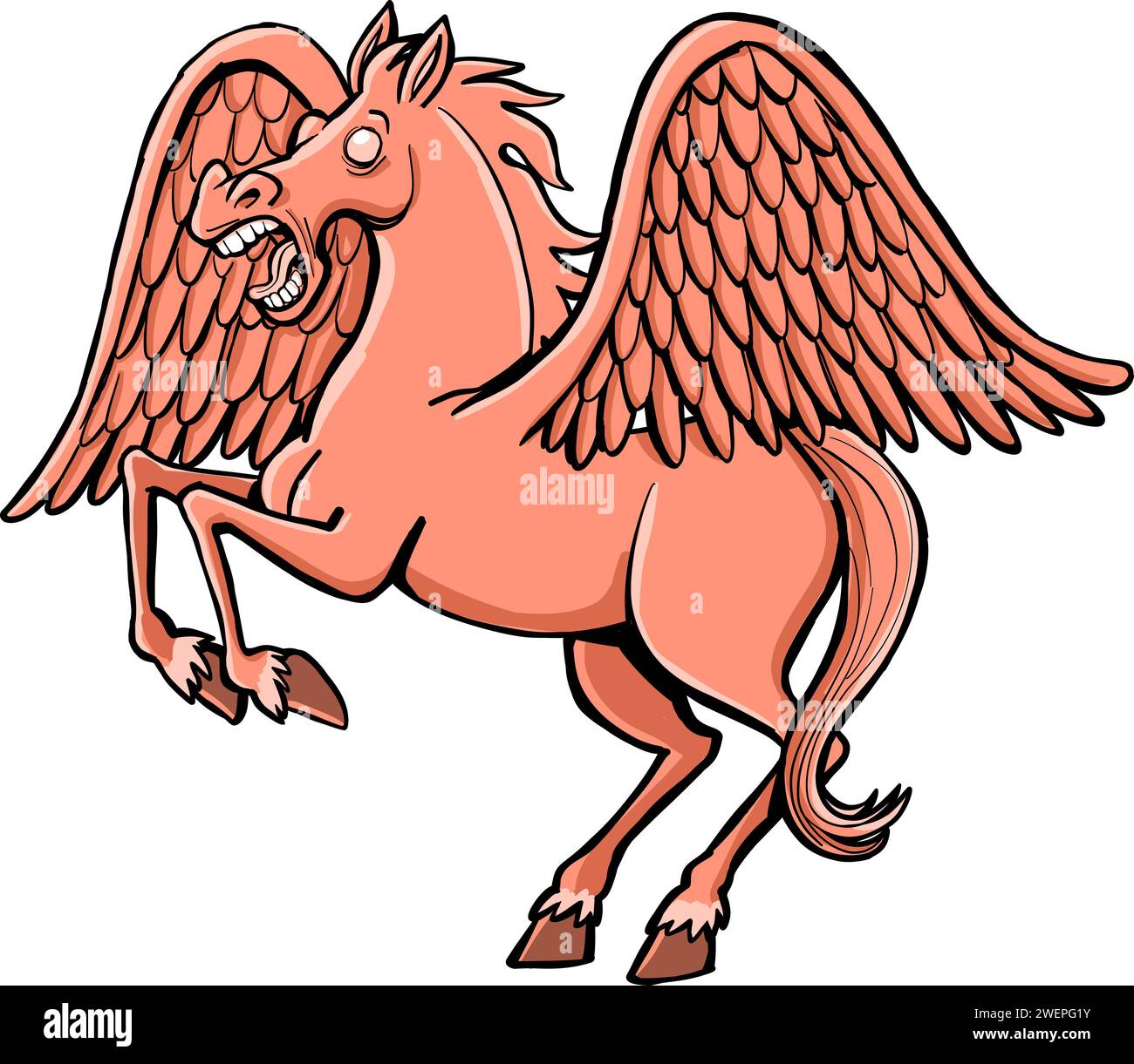 pegasus rosso cieco con ali allungate pronte a volare Foto Stock