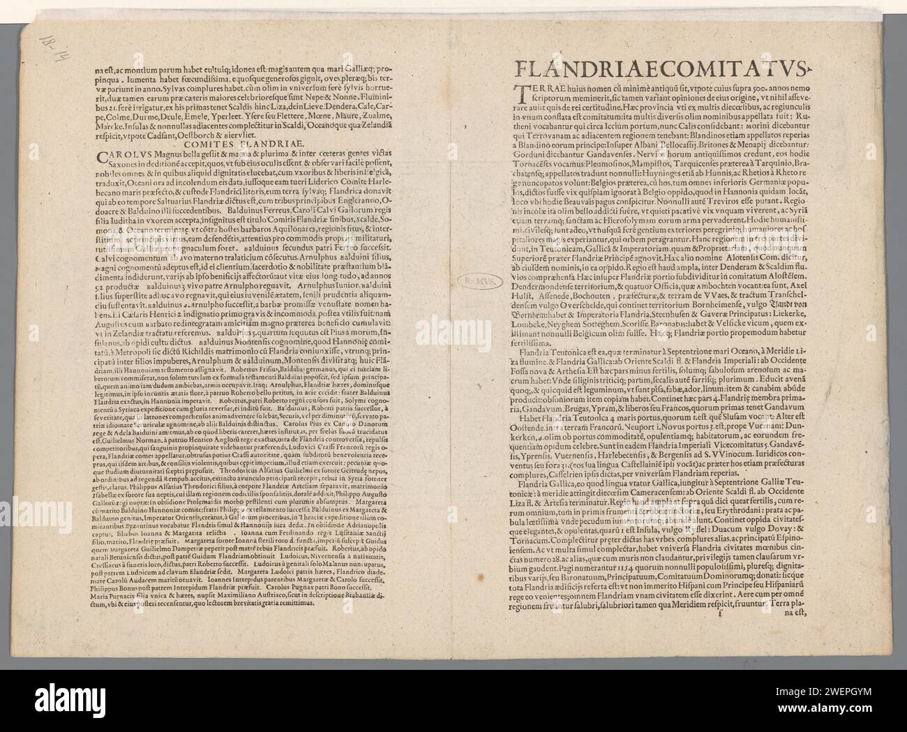 Mappa delle Fiandre, Frans Hogenberg, 1598 Stampa mappa delle Fiandre. I titoli negli angoli della mappa. La mappa è parzialmente dotata di un programma di ricerca. Serrature sotto il numero: 52. Con testo latino su verso. Carte per incisione/stampa di carta per stampa di carte di paesi o regioni delle Fiandre Foto Stock