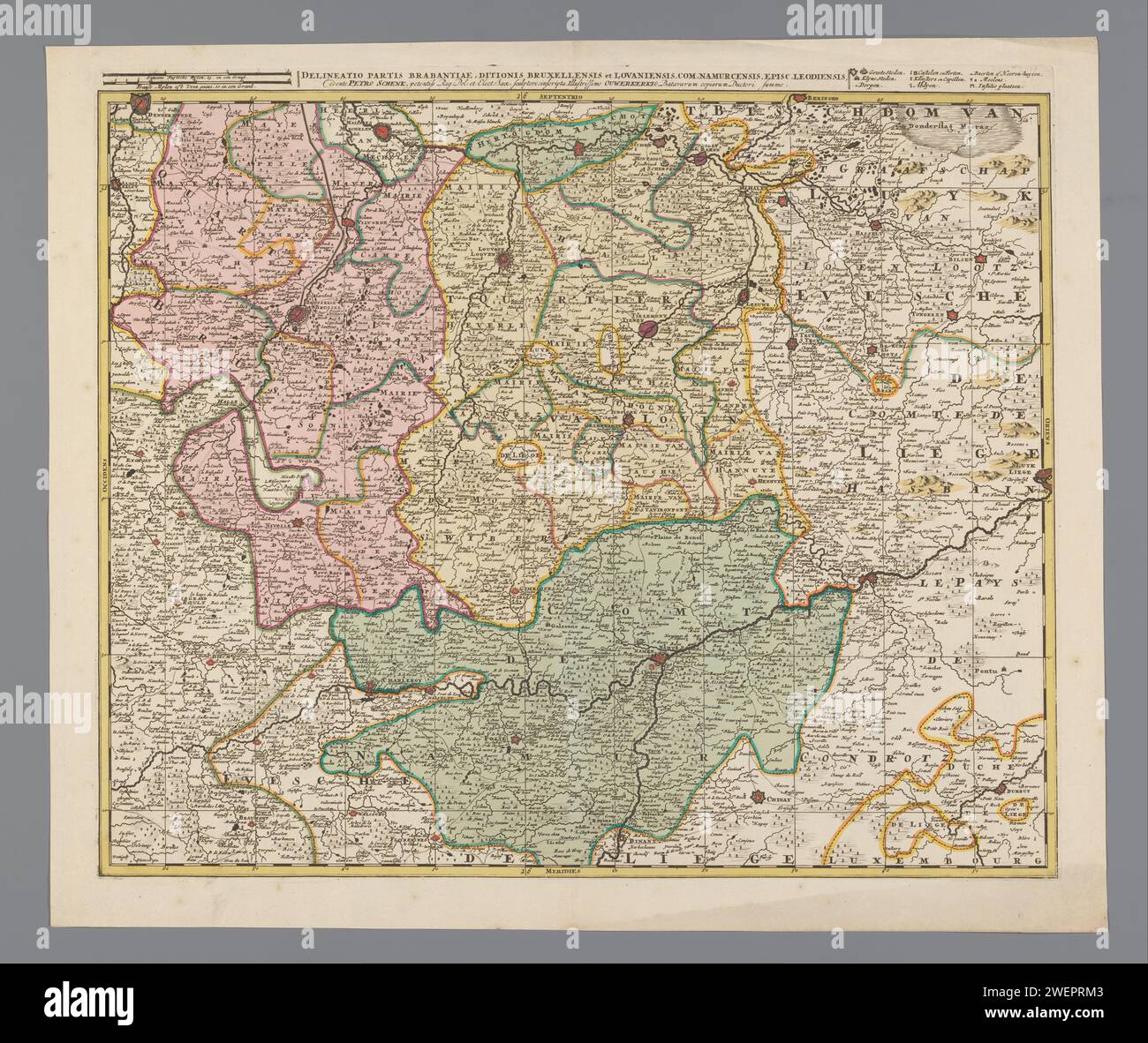 Mappa del Brabante, Pieter Schenk (i), 1670 - 1711 carta stampata mappe di incisione di diversi paesi o regioni Brabante Foto Stock