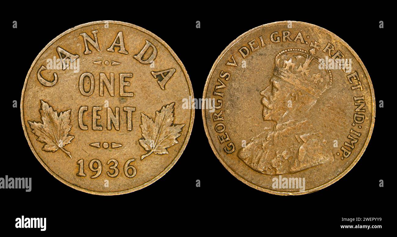 Il governo canadese emise monete da due cent nel 1918 Foto Stock