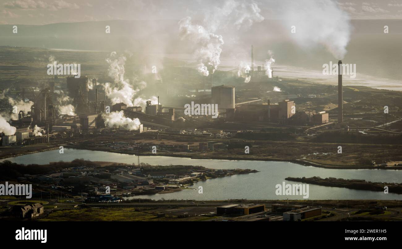 Port Talbot Steel Works & Docks - 2014 Foto Stock