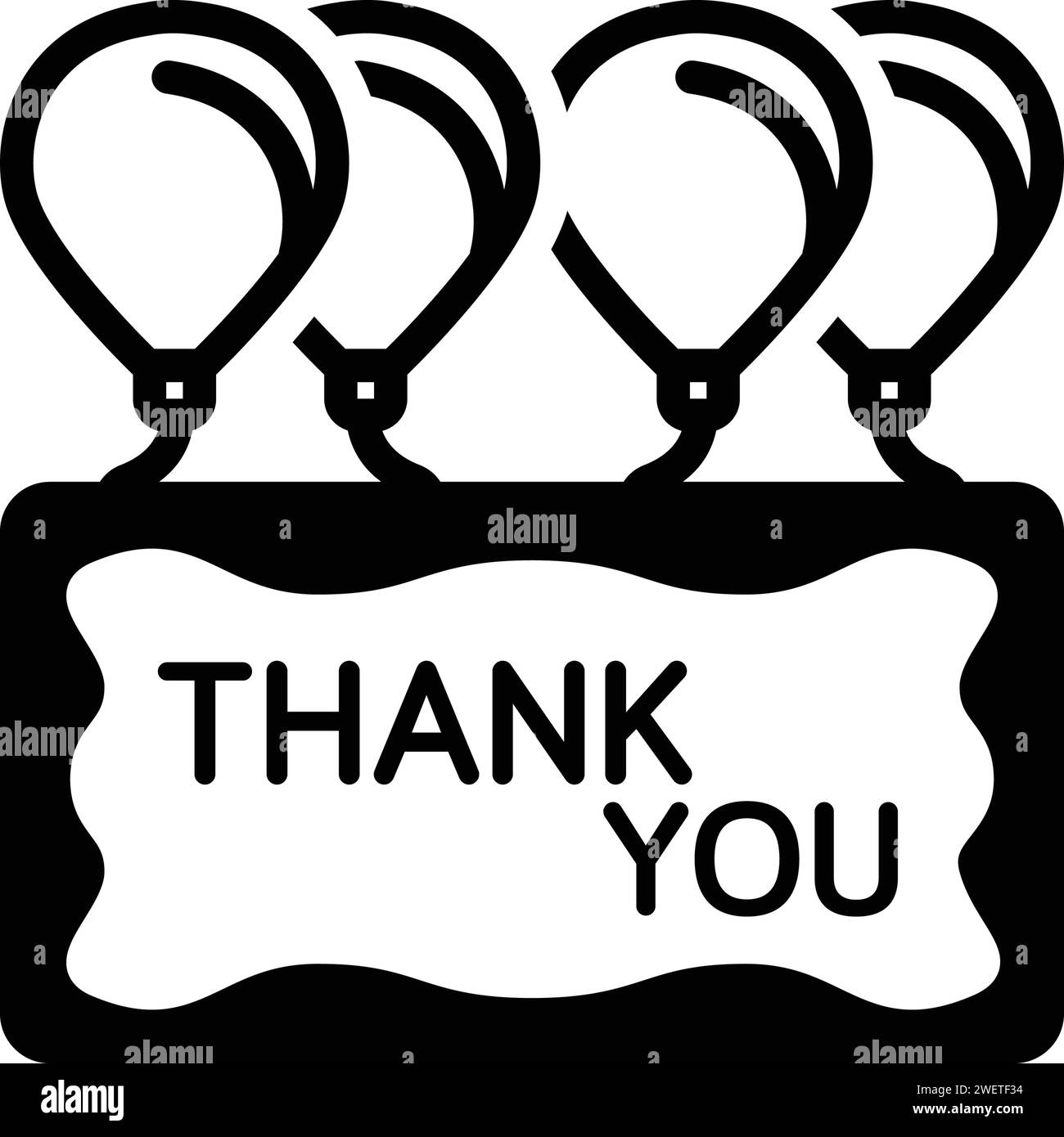 Icona per ringraziarti, calligrafia Illustrazione Vettoriale
