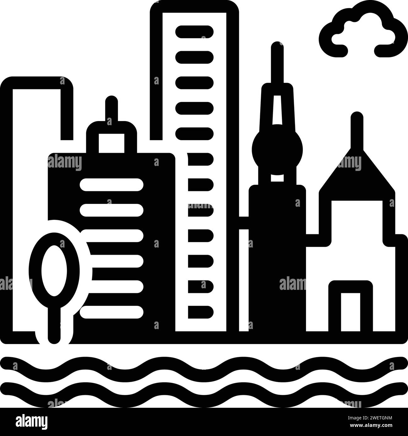 Icona per liverpool, paesaggio urbano Illustrazione Vettoriale