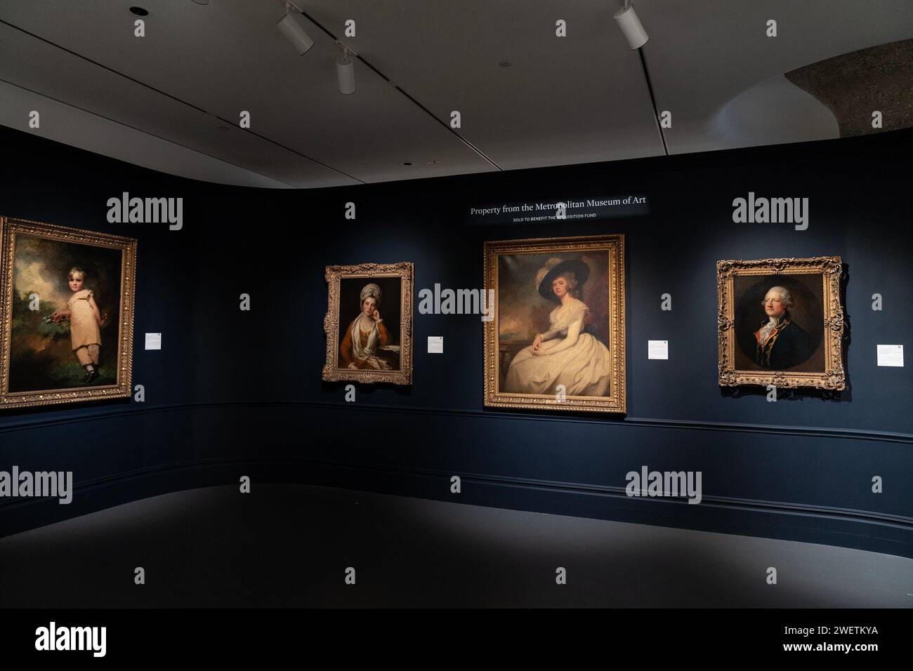 New York, USA. 26 gennaio 2024. Dipinti del MetMuseum messi all'asta per beneficiare del fondo di acquisizione come parte delle vendite della Sotheby's Annual Masters Week al Sotheby's di New York durante un'anteprima stampa il 26 gennaio 2024. (Foto di Lev Radin/Sipa USA) credito: SIPA USA/Alamy Live News Foto Stock