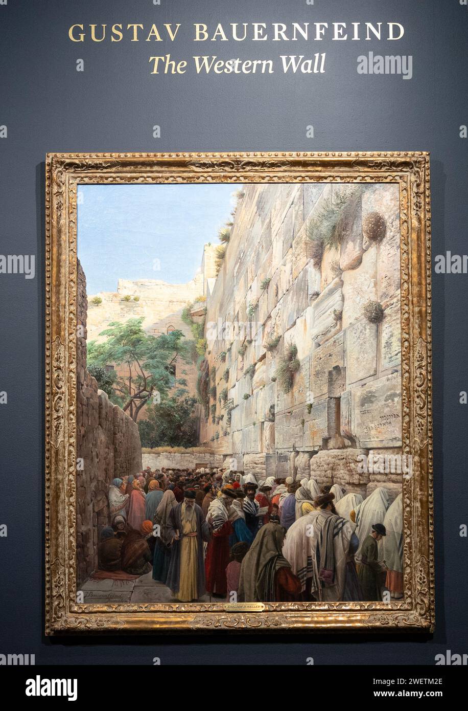 New York, USA. 26 gennaio 2024. Dipinto di Gustav Bauernfeind 'The Western Wall' messo all'asta come parte delle vendite della Sotheby's Annual Masters Week al Sotheby's di New York durante un'anteprima stampa il 26 gennaio 2024. (Foto di Lev Radin/Sipa USA) credito: SIPA USA/Alamy Live News Foto Stock