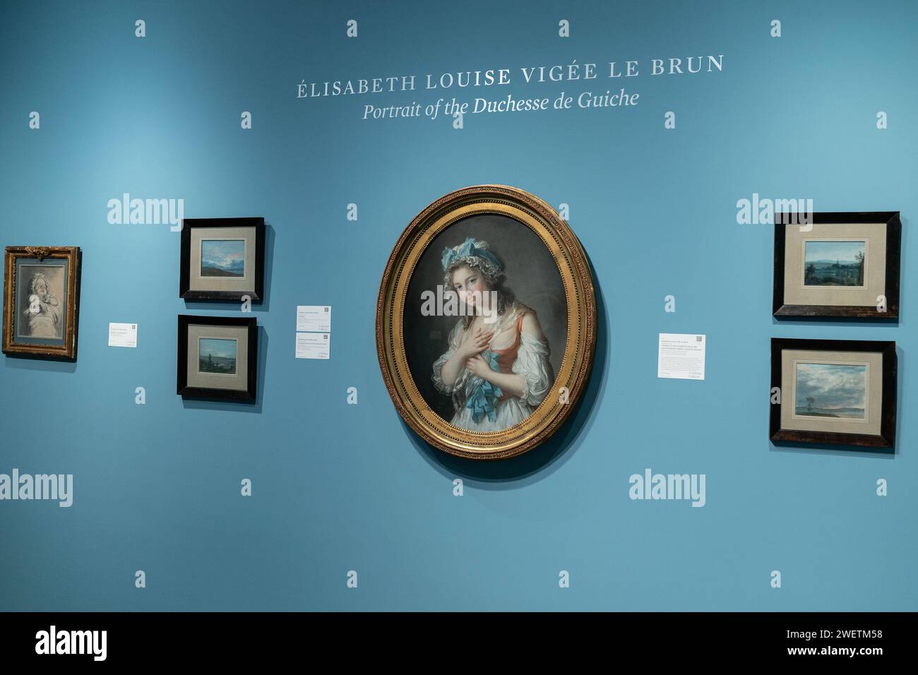 New York, USA. 26 gennaio 2024. Ritratto della Duchesse de Guiche di Elizabeth Louise Vigee le Brun messo all'asta come parte delle vendite della Sotheby's Annual Masters Week al Sotheby's di New York durante un'anteprima stampa il 26 gennaio 2024. (Foto di Lev Radin/Sipa USA) credito: SIPA USA/Alamy Live News Foto Stock