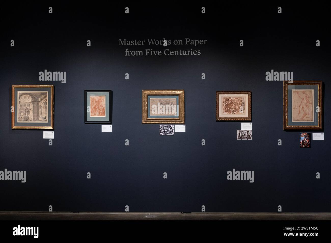 New York, USA. 26 gennaio 2024. Disegni messi all'asta come parte delle vendite della Sotheby's Annual Masters Week al Sotheby's di New York durante un'anteprima stampa il 26 gennaio 2024. (Foto di Lev Radin/Sipa USA) credito: SIPA USA/Alamy Live News Foto Stock